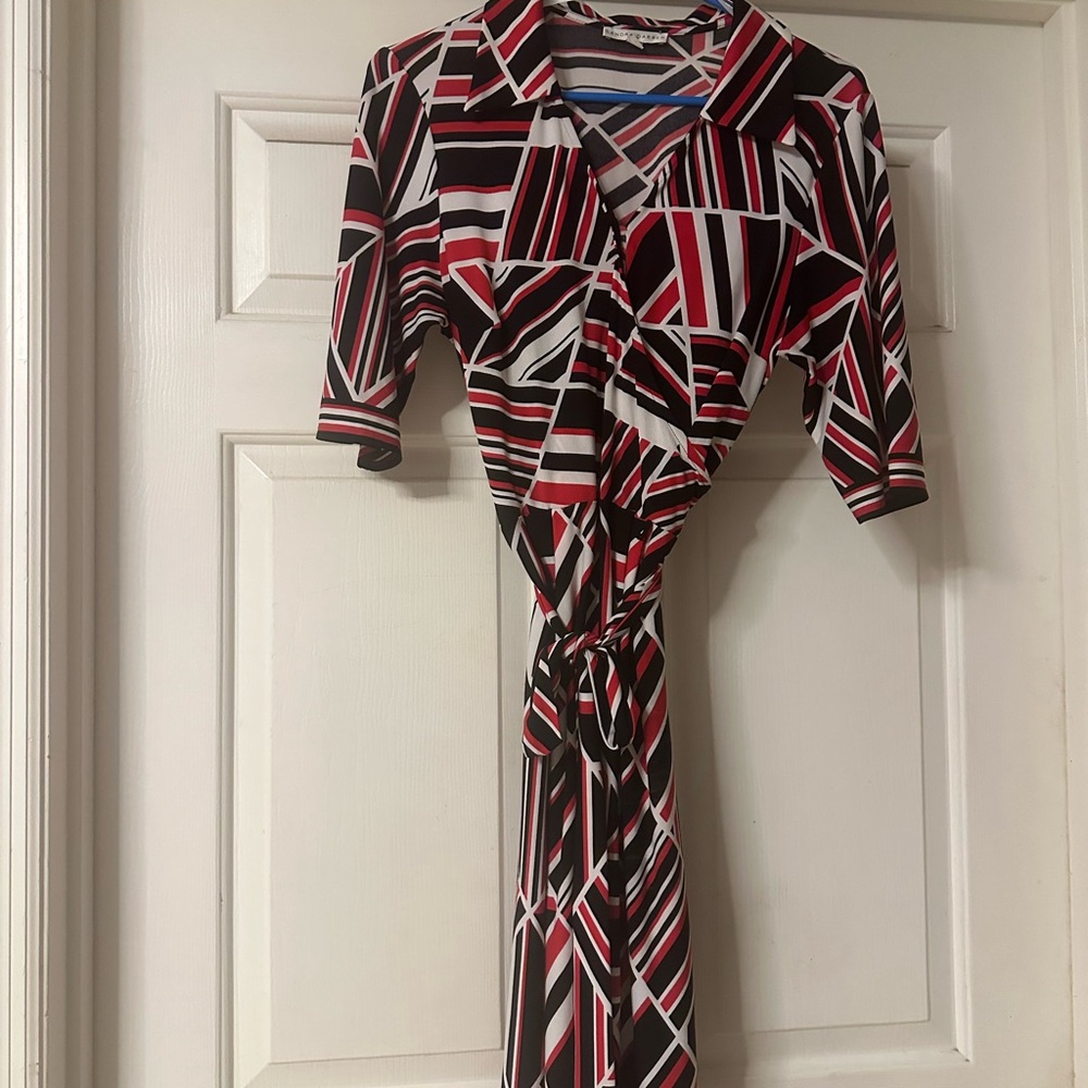 Super cute comfy black, white and red dress.